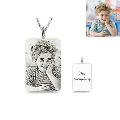 Picture of Personalized Rectangle Engraved Photo Necklace in 925 Sterling Silver - Customize With Any Photo | Custom Photo Necklace in 925 Sterling Silver