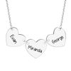 Picture of Personalized 3 Hearts & Names in 925 Sterling Silver - Customize With Family Name | Custom Family Necklace in 925 Sterling Silver