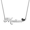 Picture of Personalized Engraved Necklace in 925 Sterling Silver With Black Enamel Heart - Customize With Any Name or Birthstone | Custom Name Necklace 925 Sterling Silver
