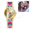 Picture of Custom Women's Gold Photo Engraved Watch Braided Color Rope Strap - Customize With Any Photo