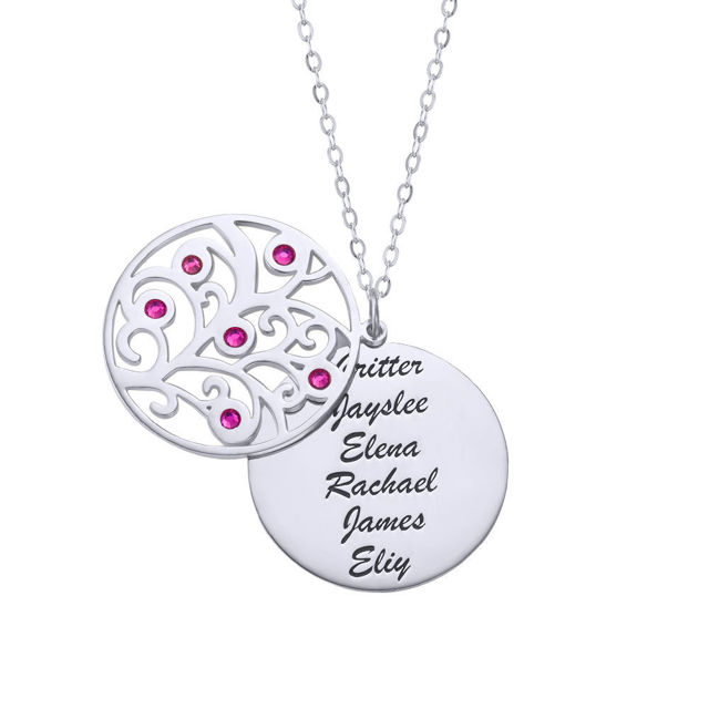 Picture of Personalized Family Tree Birthstone Necklace in 925 Sterling Silver - Customize With Any Name or Birthstone | Custom Family Members Necklace 925 Sterling Silver