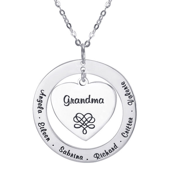 Picture of Personalized Grandmother / Mother Necklace With Birthstones in 925 Sterling Silver - Customize With Family Name | Custom Family Necklace in 925 Sterling Silver