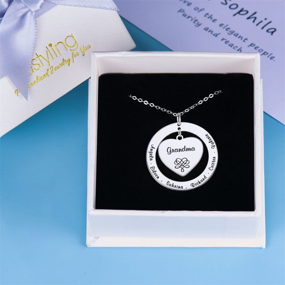 Picture of Personalized Grandmother / Mother Necklace With Birthstones in 925 Sterling Silver - Customize With Family Name | Custom Family Necklace in 925 Sterling Silver