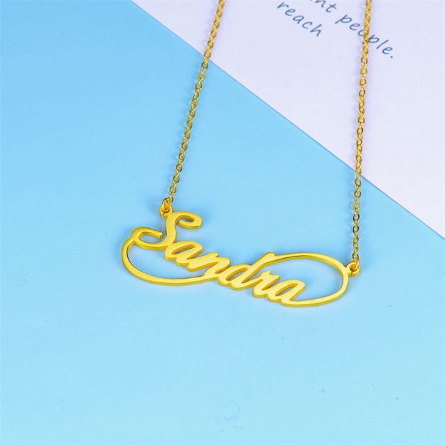 Picture of Custom Connected Name Necklace in 925 Sterling Silver - Customize With Any Name or Birthstone | Custom Name Necklace 925 Sterling Silver