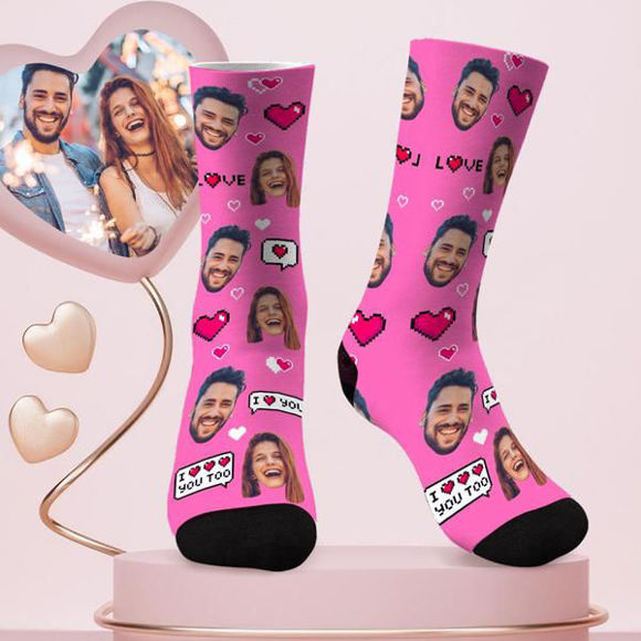 Picture of Custom Face Socks for Couple's - Colorful - Personalized Funny Photo Face Socks for Men & Women - Best Gift for Family
