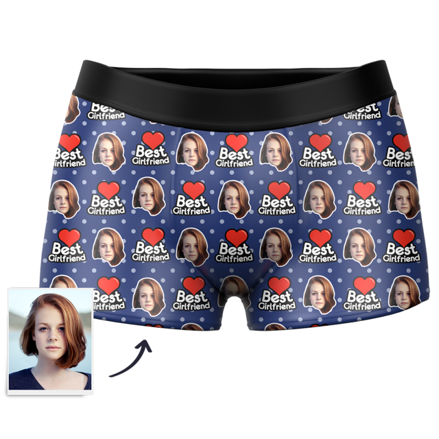 Picture of Custom Best Girlfriend Face Boxer Shorts For Gifts -  Personalized Funny Photo Face Underwear for Men - Best Gift for Him