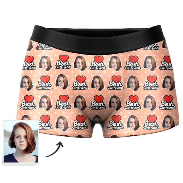 Picture of Custom Best Girlfriend Face Boxer Shorts For Gifts -  Personalized Funny Photo Face Underwear for Men - Best Gift for Him