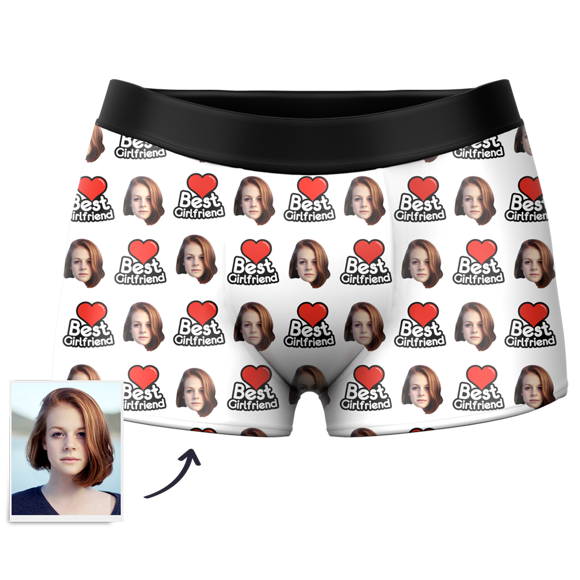 Picture of Custom Best Girlfriend Face Boxer Shorts For Gifts -  Personalized Funny Photo Face Underwear for Men - Best Gift for Him