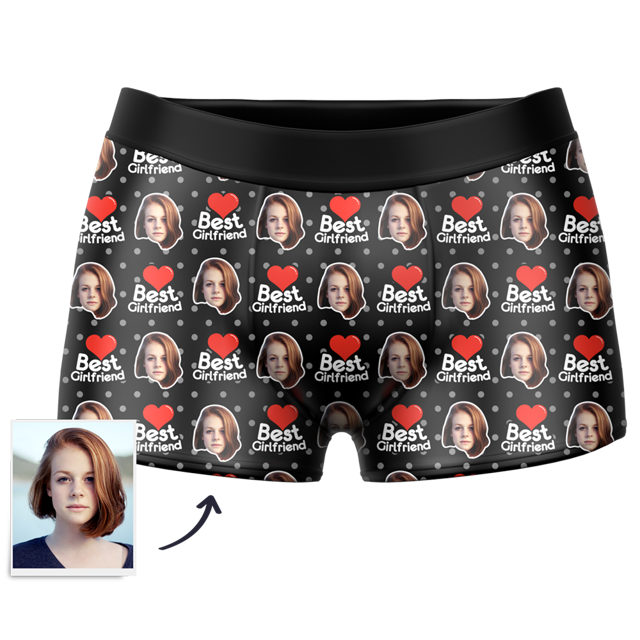 Picture of Custom Best Girlfriend Face Boxer Shorts For Gifts -  Personalized Funny Photo Face Underwear for Men - Best Gift for Him