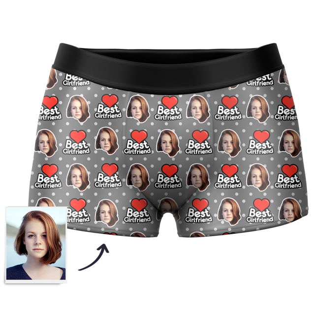 Picture of Custom Best Girlfriend Face Boxer Shorts For Gifts -  Personalized Funny Photo Face Underwear for Men - Best Gift for Him