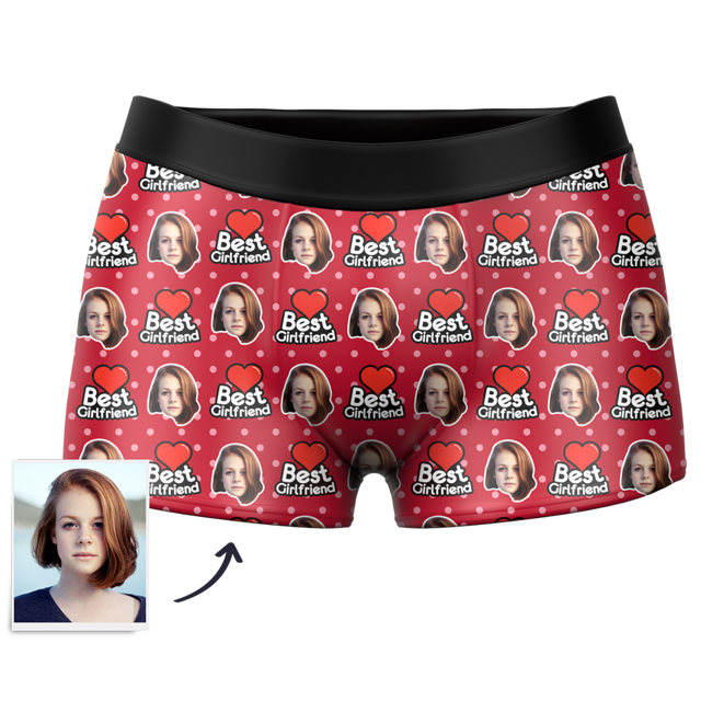 Picture of Custom Best Girlfriend Face Boxer Shorts For Gifts -  Personalized Funny Photo Face Underwear for Men - Best Gift for Him