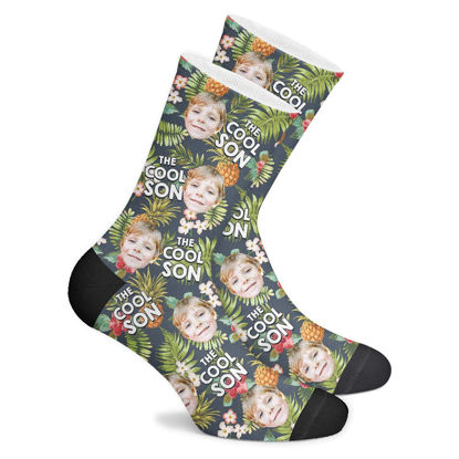 Picture of Custom Tropical Socks For Cool Son - Personalized Funny Photo Face Socks for Men & Women - Best Gift for Family
