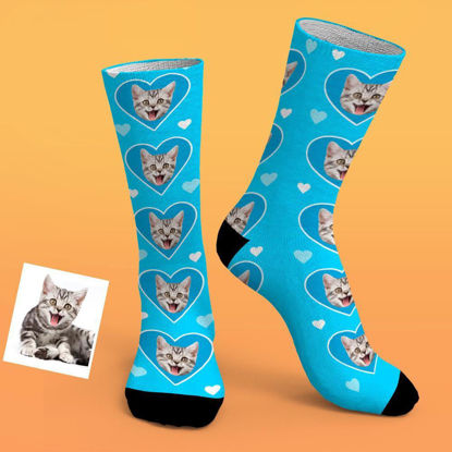 Picture of Custom Pet Photo Socks With Love Heart - Personalized Funny Photo Face Socks for Men & Women - Best Gift for Family
