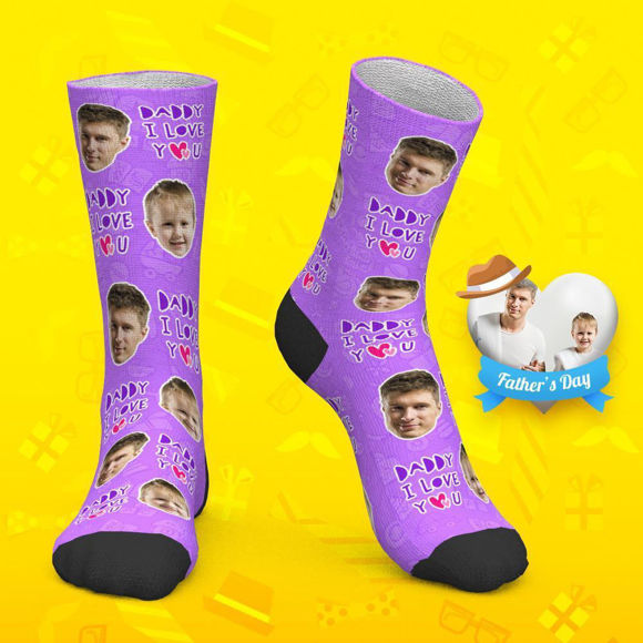 Picture of Custom Face Socks - Love Daddy - Personalized Funny Photo Face Socks for Men & Women - Best Gift for Family