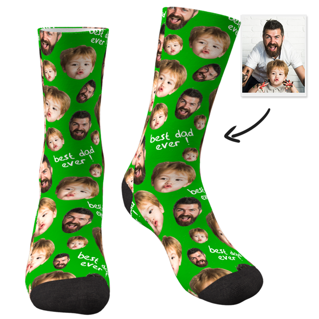 Picture of Custom Face Socks - Best Dad Ever - Personalized Funny Photo Face Socks for Men & Women - Best Gift for Family