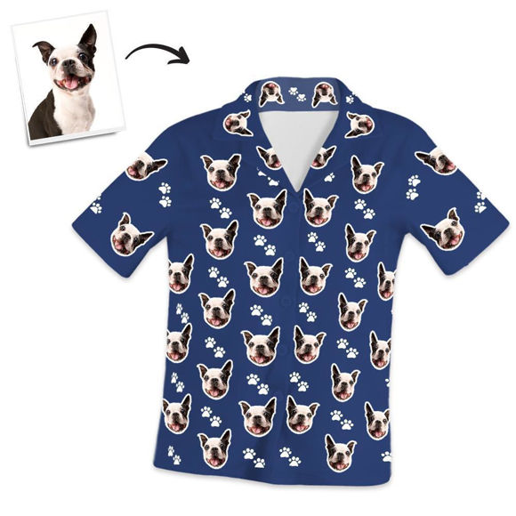 Picture of Customized Pet Photo Short Sleeved Pajamas with Footprints - Personalized Photo Pajama Shirt for Women or Men - Best Gift for Family and Friends