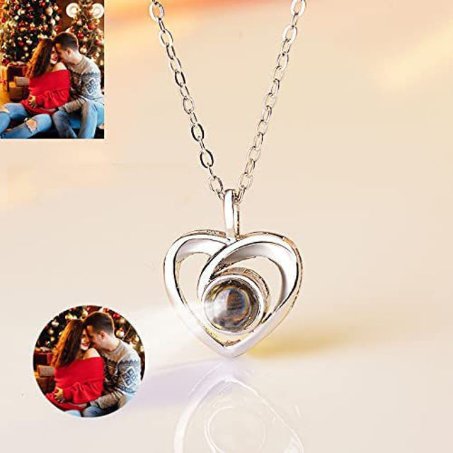 Picture of Personalized Projection Picture  Heart-Shaped Pendant Necklace Jewelry - Customize With Any Photo | Custom Photo Necklace in Copper or 925 Sterling Silver