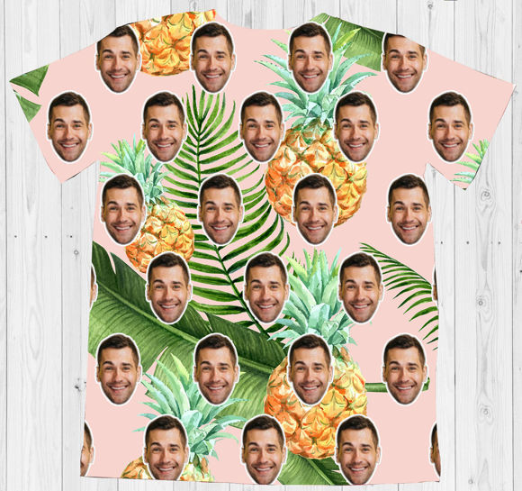 Picture of Custom Photo Short Sleeve Hawaiian T-shirt - Pineapple Style