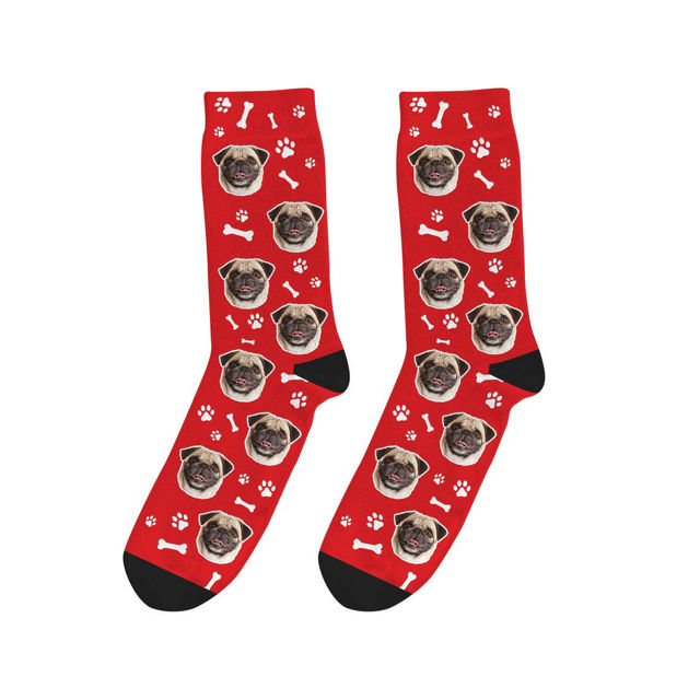 Picture of Custom Dog Socks With Paw And Bone Patterns - Personalized Funny Photo Face Socks for Men & Women - Best Gift for Family