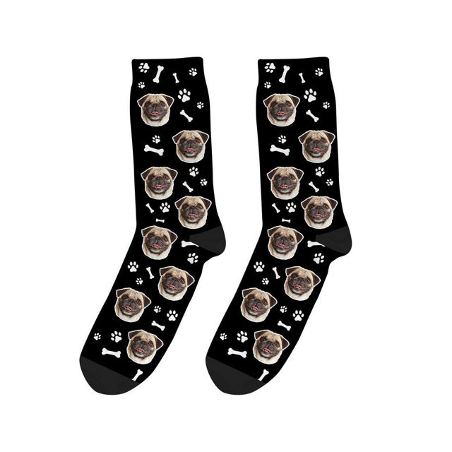 Picture of Custom Dog Socks With Paw And Bone Patterns - Personalized Funny Photo Face Socks for Men & Women - Best Gift for Family