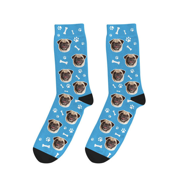 Picture of Custom Dog Socks With Paw And Bone Patterns - Personalized Funny Photo Face Socks for Men & Women - Best Gift for Family