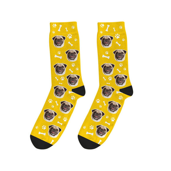 Picture of Custom Dog Socks With Paw And Bone Patterns - Personalized Funny Photo Face Socks for Men & Women - Best Gift for Family