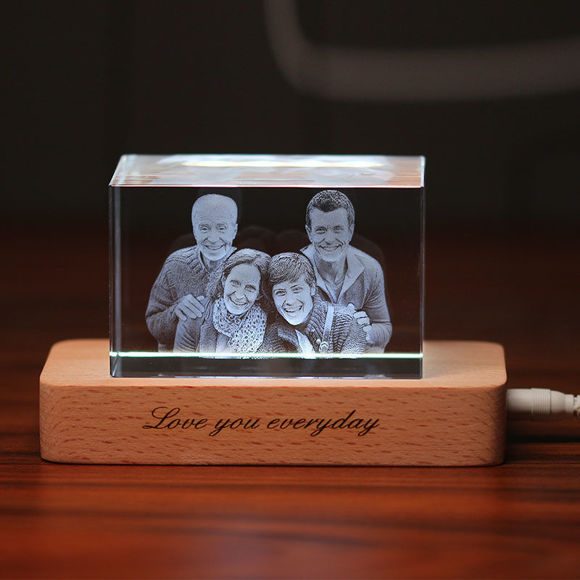 Picture of Custom Photo 3D Laser Crystal: Landscape Straight Line | Personalized 3D Photo Laser Crystal | Unique Gift for Birthday Wedding Christmas etc.