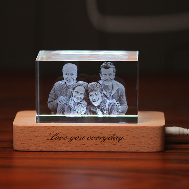 Picture of Custom Photo 3D Laser Crystal: Landscape Straight Line | Personalized 3D Photo Laser Crystal | Unique Gift for Birthday Wedding Christmas etc.