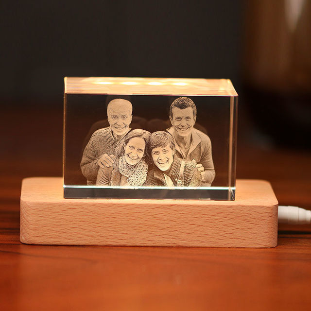 Picture of Custom Photo 3D Laser Crystal: Landscape Straight Line | Personalized 3D Photo Laser Crystal | Unique Gift for Birthday Wedding Christmas etc.