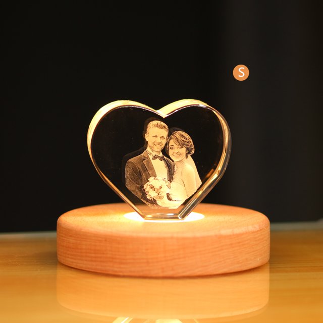 Picture of Custom Photo 3D Laser Crystal: Heart | Personalized 3D Photo Laser Crystal | Unique Gift for Birthday Wedding Christmas etc.