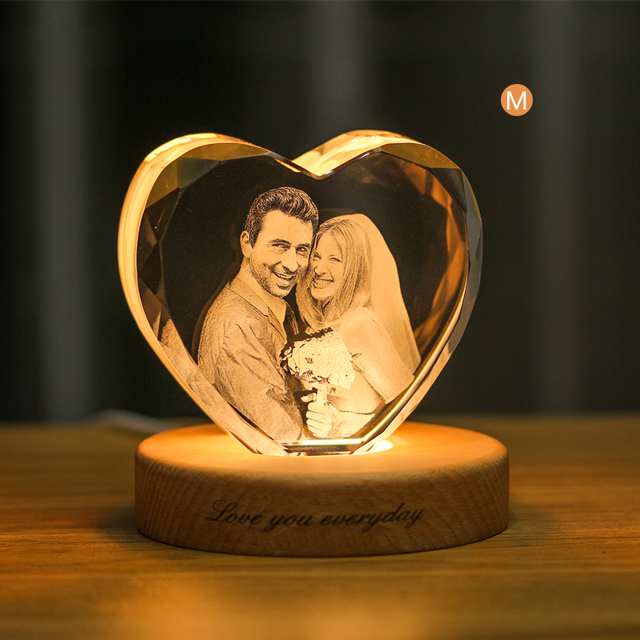 Picture of Custom Photo 3D Laser Crystal: Heart | Personalized 3D Photo Laser Crystal | Unique Gift for Birthday Wedding Christmas etc.