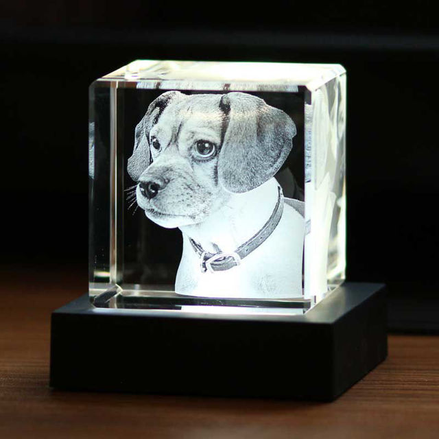 Picture of Custom Photo 3D Laser Crystal: Cube | Personalized 3D Photo Laser Crystal | Unique Gift for Birthday Wedding Christmas etc.