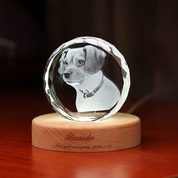 Picture of Custom Photo 3D Laser Crystal: Sphere With Light Base | Personalized 3D Photo Laser Crystal | Unique Gift for Birthday Wedding Christmas etc.