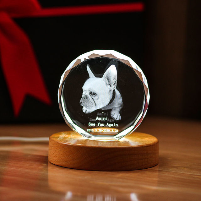 Picture of Custom Photo 3D Laser Crystal: Sphere With Light Base | Personalized 3D Photo Laser Crystal | Unique Gift for Birthday Wedding Christmas etc.