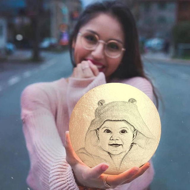 Picture of Magic 3D Personalized Photo Moon Lamp with Touch Control for Baby (10cm-20cm) | Customized Moon Lamp With Photo & Text | Best Gift Idea for Birthday, Thanksgiving, Christmas etc.