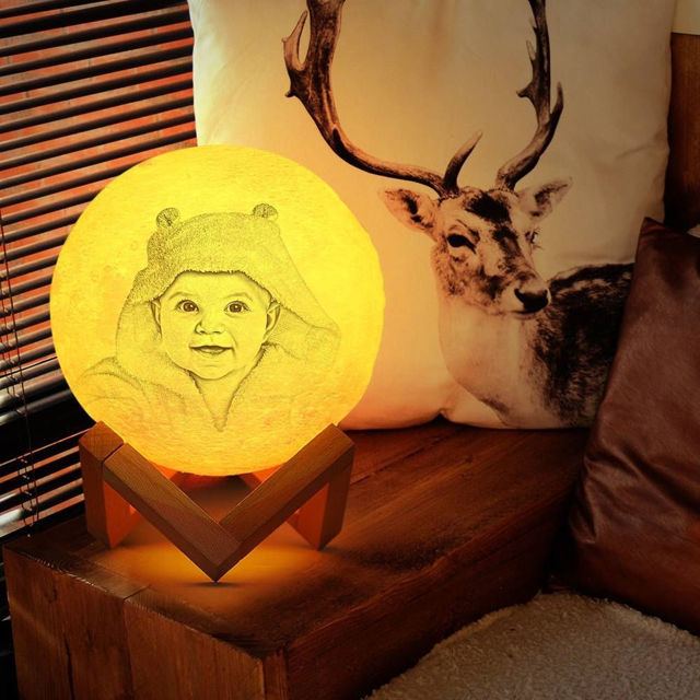 Picture of Magic 3D Personalized Photo Moon Lamp with Touch Control for Baby (10cm-20cm) | Customized Moon Lamp With Photo & Text | Best Gift Idea for Birthday, Thanksgiving, Christmas etc.