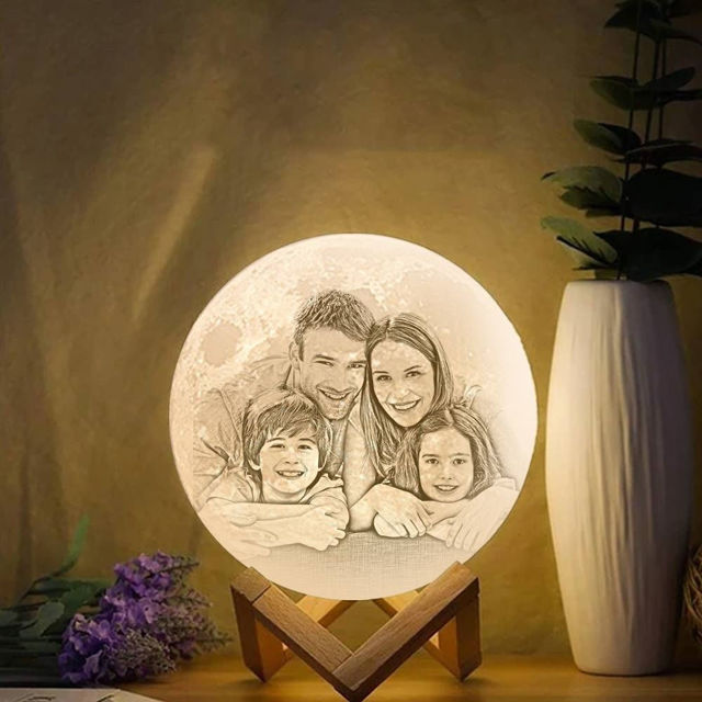 Picture of Magic 3D Personalized Photo Moon Lamp with Touch Control for Couple (10cm-20cm) | Customized Moon Lamp With Photo & Text | Best Gifts Idea for Birthday, Christmas, Valentine's Day etc.