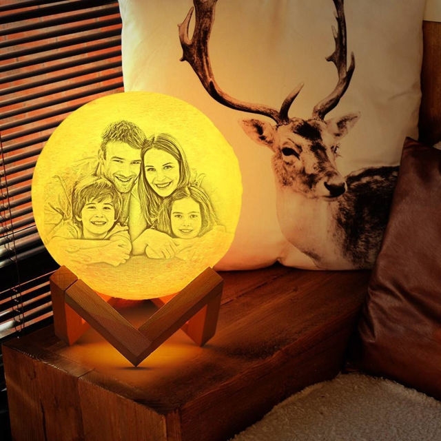 Picture of Magic 3D Personalized Photo Moon Lamp with Touch Control for Couple (10cm-20cm) | Customized Moon Lamp With Photo & Text | Best Gifts Idea for Birthday, Christmas, Valentine's Day etc.