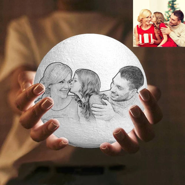 Picture of Magic 3D Personalized Photo Moon Lamp with Touch Control for Couple (10cm-20cm) | Customized Moon Lamp With Photo & Text | Best Gifts Idea for Birthday, Christmas, Valentine's Day etc.