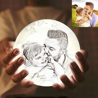 Picture of Magic 3D Personalized Photo Moon Lamp with Touch Control for Father (10cm-20cm) | Customized Moon Lamp With Photo & Text | Best Gifts Idea for Birthday, Christmas, Father's Day etc.