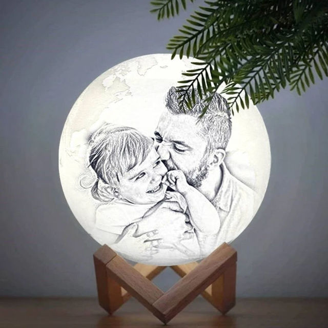 Picture of Magic 3D Personalized Photo Moon Lamp with Touch Control for Father (10cm-20cm) | Customized Moon Lamp With Photo & Text | Best Gifts Idea for Birthday, Christmas, Father's Day etc.