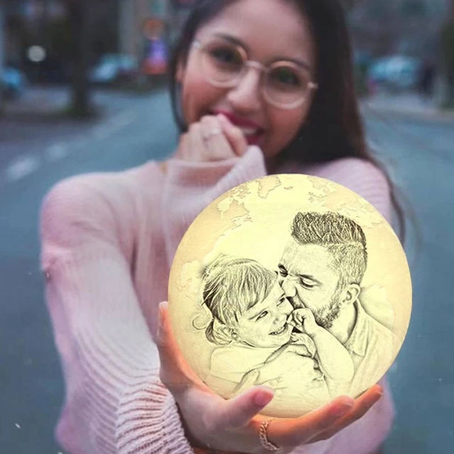 Picture of Magic 3D Personalized Photo Moon Lamp with Touch Control for Father (10cm-20cm) | Customized Moon Lamp With Photo & Text | Best Gifts Idea for Birthday, Christmas, Father's Day etc.