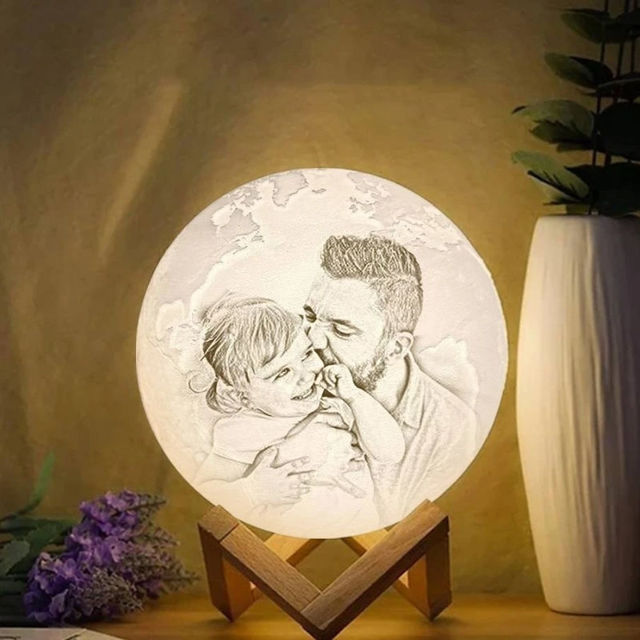 Picture of Magic 3D Personalized Photo Moon Lamp with Touch Control for Father (10cm-20cm) | Customized Moon Lamp With Photo & Text | Best Gifts Idea for Birthday, Christmas, Father's Day etc.