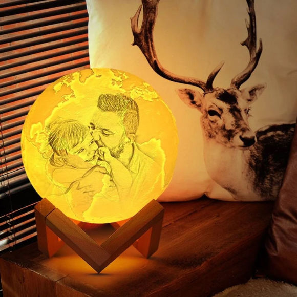 Picture of Magic 3D Personalized Photo Moon Lamp with Touch Control for Father (10cm-20cm) | Customized Moon Lamp With Photo & Text | Best Gifts Idea for Birthday, Christmas, Father's Day etc.