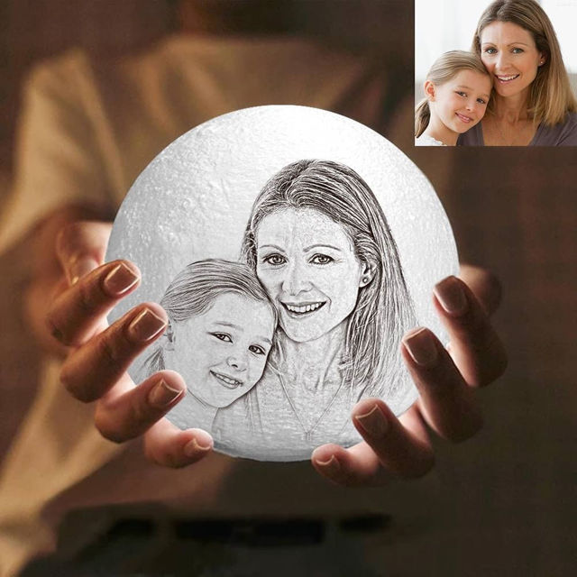 Picture of Magic 3D Personalized Photo Moon Lamp with Touch Control for Mom (10cm-20cm) | Customized Moon Lamp With Photo & Text | Best Gifts Idea for Birthday, Christmas, Mother's Day etc.