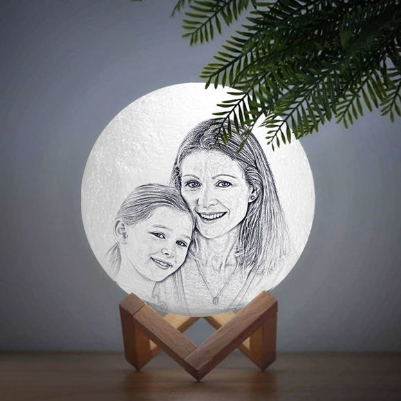 Picture of Magic 3D Personalized Photo Moon Lamp with Touch Control for Mom (10cm-20cm) | Customized Moon Lamp With Photo & Text | Best Gifts Idea for Birthday, Christmas, Mother's Day etc.