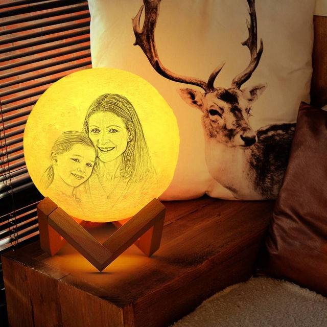 Picture of Magic 3D Personalized Photo Moon Lamp with Touch Control for Mom (10cm-20cm) | Customized Moon Lamp With Photo & Text | Best Gifts Idea for Birthday, Christmas, Mother's Day etc.