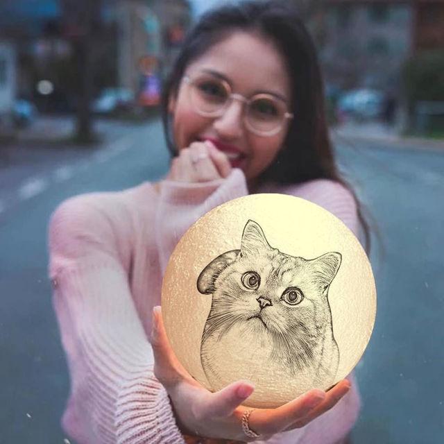 Picture of Magic 3D Personalized Photo Moon Lamp with Touch Control for Lovely Pets (10cm-20cm) | Customized Moon Lamp With Photo & Text | Best Gifts Idea for Birthday, Thanksgiving, Christmas etc.