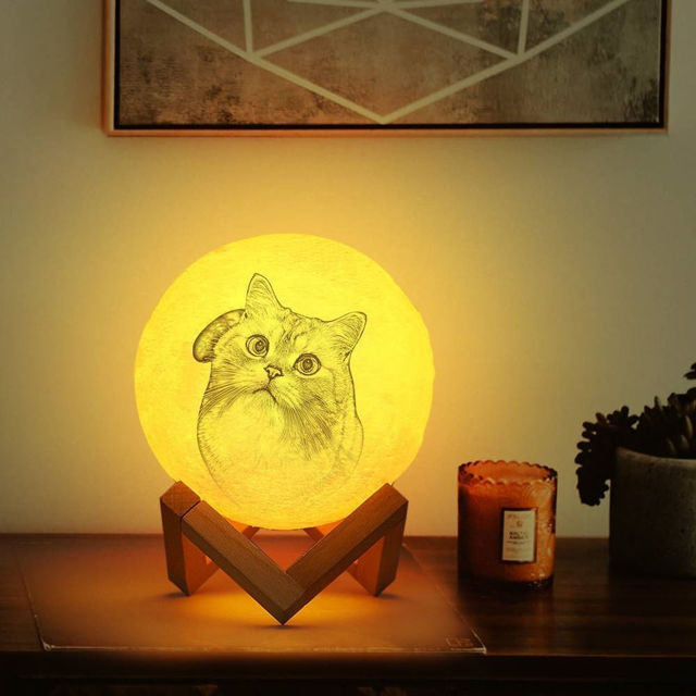 Picture of Magic 3D Personalized Photo Moon Lamp with Touch Control for Lovely Pets (10cm-20cm) | Customized Moon Lamp With Photo & Text | Best Gifts Idea for Birthday, Thanksgiving, Christmas etc.