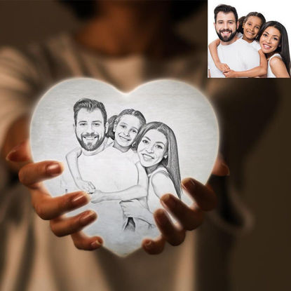Picture of Personalized 3D Photo Heart Moon Lamp with Touch Control (15cm-20cm) | Customized Moon Lamp With Photo & Text | Best Gifts Idea for 15th Wedding Anniversary